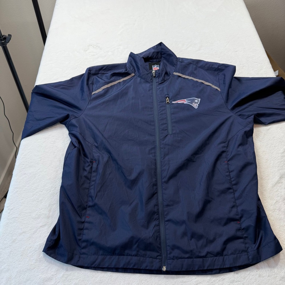 NFL New England Patriots Windbreaker Mens XL Navy Blue Good Full Zip Jacket